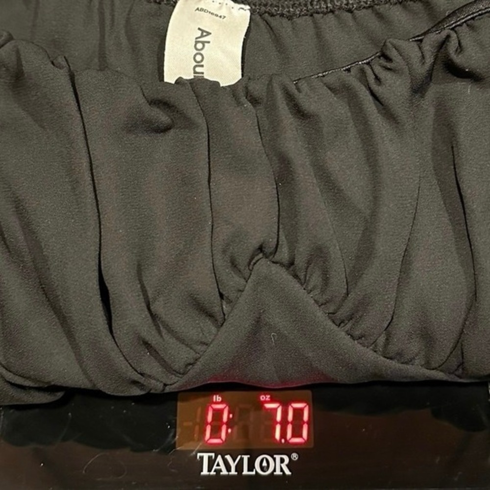 Abound Peasant Top Sz L Black Blouse Square Neck Ruched‎ Puff Sleeve Cottagecore - Picture 13 of 13